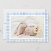 Waterverf Blue Gingham Laurel Crest Aankondiging (Achterkant)