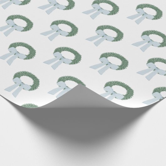 Waterverf Blue Gingham Sash krans Cadeaupapier (Hoek)