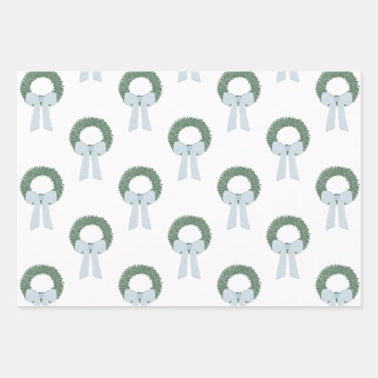 Waterverf Blue Gingham Sash krans Inpakpapier Vel (Voorkant)