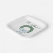 Waterverf Blue Gingham Sash krans Papieren Bordje (Gebogen)