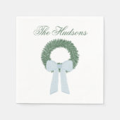 Waterverf Blue Gingham Sash krans Servet (Voorkant)