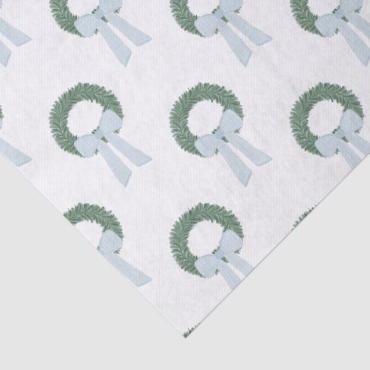 Waterverf Blue Gingham Sash krans Tissuepapier (Detail)