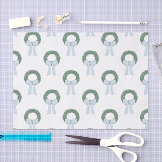 Waterverf Blue Gingham Sash krans Tissuepapier (Craft)