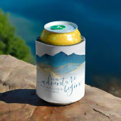 Waterverf Blue Gold Foil Mountain buitenshuis brui Blikjeskoeler