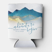 Waterverf Blue Gold Foil Mountain buitenshuis brui Blikjeskoeler (Voorkant)