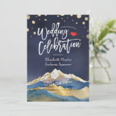 Waterverf Blue Gold Foil Mountain buitenshuis brui Kaart (Staand voorkant)