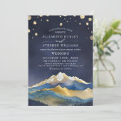 Waterverf Blue Gold Foil Mountain buitenshuis brui Kaart (Staand voorkant)