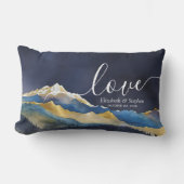 Waterverf Blue Gold Foil Mountain buitenshuis brui Kussen (Voorkant)