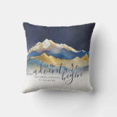 Waterverf Blue Gold Foil Mountain buitenshuis brui Kussen (Achterkant)