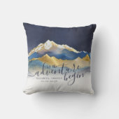 Waterverf Blue Gold Foil Mountain buitenshuis brui Kussen (Voorkant)