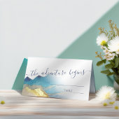 Waterverf Blue Gold Foil Mountain buitenshuis brui Plaatskaartje