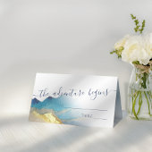 Waterverf Blue Gold Foil Mountain buitenshuis brui Plaatskaartje