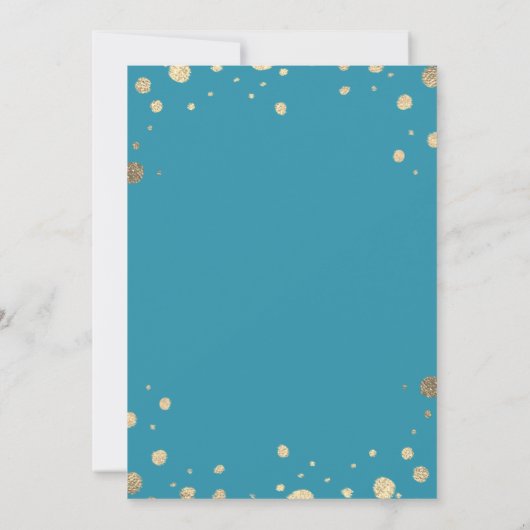 Waterverf Blue Gold Foil Mountain buitenshuis brui Save The Date (Achterkant)