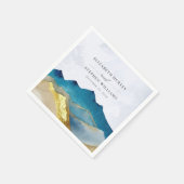 Waterverf Blue Gold Foil Mountain buitenshuis brui Servet (Hoek)