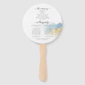 Waterverf Blue Gold Foil Mountain Wedding Program Handwaaier (Achterkant)