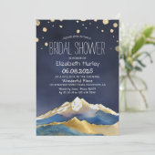 Waterverf Blue Gold Foil Mountains Vrijgezellenfee Kaart (Staand voorkant)