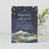 Waterverf Blue Gold Foil Mountains Vrijgezellenfee Kaart (Staand voorkant)