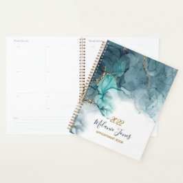 Waterverf Blue Gold Glitter Afspraakboek Planner