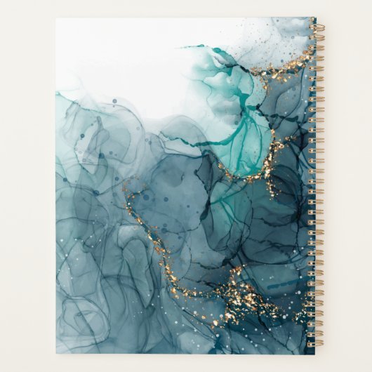 Waterverf Blue Gold Glitter Afspraakboek Planner (Achterkant)