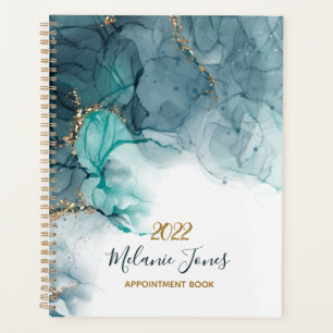 Waterverf Blue Gold Glitter Afspraakboek Planner