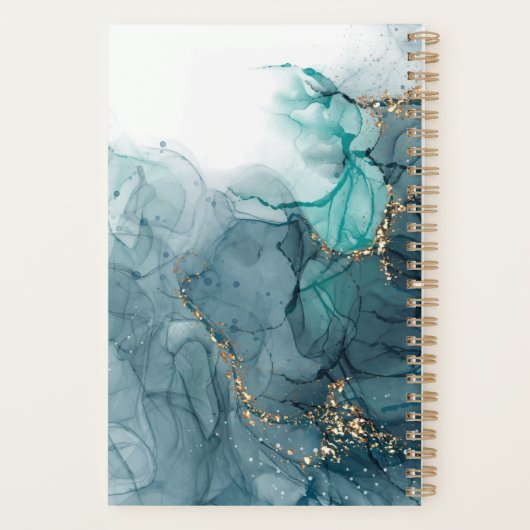Waterverf Blue Gold Glitter Afspraakboek Planner (Achterkant)