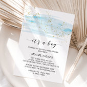 Waterverf Blue & Gold Het is een Baby shower van e Kaart
