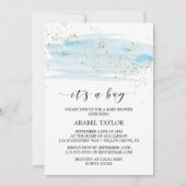 Waterverf Blue & Gold Het is een Baby shower van e Kaart (Voorkant)