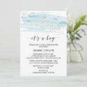 Waterverf Blue & Gold Het is een Boy Baby shower H Kaart (Staand voorkant)
