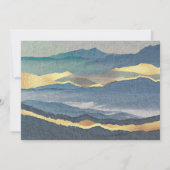 waterverf blue gold landscape bruiloft nodigt uit kaart (Achterkant)