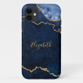 Waterverf Blue Gold Marble Agate Geode Case-Mate iPhone Case (Achterkant)
