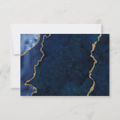 Waterverf Blue Gold Marble Agate Geode Wedding RSVP Kaartje (Achterkant)
