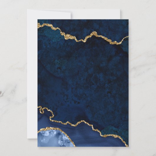 Waterverf Blue Gold Marble Agate Graduation Party Kaart (Achterkant)