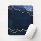Waterverf Blue Gold Marble Geode Agate Muismat (Met muis)