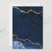 Waterverf Blue Gold Marble Geode Holiday Party Kaart (Achterkant)