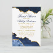 Waterverf Blue Gold Marble Geode Vrijgezellenfeest Kaart (Staand voorkant)