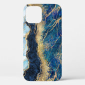 Waterverf Blue Gold Marble Hoesje-Mate iPhone Case (Achterkant)