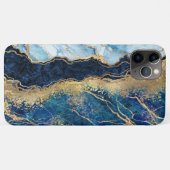 Waterverf Blue Gold Marble Hoesje-Mate iPhone Case (Achterkant (horizontaal))