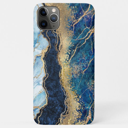 Waterverf Blue Gold Marble Hoesje-Mate iPhone Case (Achterkant)