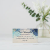 Waterverf Blue Gold Modern Professional Elegant Visitekaartje (Staand voorkant)