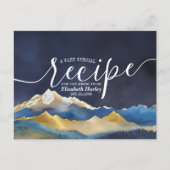 Waterverf Blue Gold Mountain Vrijgezellenfeest Rec Uitnodiging Briefkaart (Voorkant)