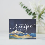 Waterverf Blue Gold Mountain Vrijgezellenfeest Rec Uitnodiging Briefkaart (Staand voorkant)