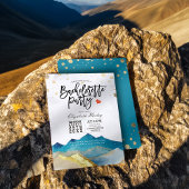 Waterverf Blue Gold Mountains Bachelorette Party Kaart