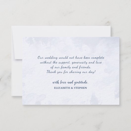 Waterverf Blue & Gold Mountains Weddenschap Hartel Bedankkaart (Achterkant)