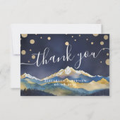 Waterverf Blue & Gold Mountains Weddenschap Hartel Bedankkaart (Voorkant)