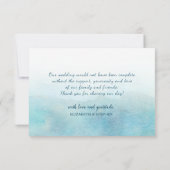 Waterverf Blue & Gold Mountains Weddenschap Hartel Bedankkaart (Achterkant)