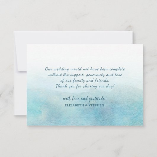 Waterverf Blue & Gold Mountains Weddenschap Hartel Bedankkaart (Achterkant)