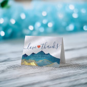 Waterverf Blue & Gold Mountains Weddenschap Hartel Bedankkaart