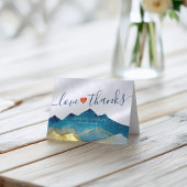 Waterverf Blue & Gold Mountains Weddenschap Hartel Bedankkaart