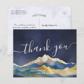 Waterverf Blue & Gold Mountains Weddenschap Hartel Briefkaart (Voorkant / Achterkant)