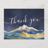 Waterverf Blue & Gold Mountains Weddenschap Hartel Briefkaart (Voorkant)